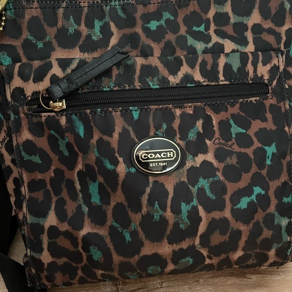 *SOLD* Coach Ocelet Leopard Print File Nylon Crossbody Bag F77479 - Picture 5 of 10